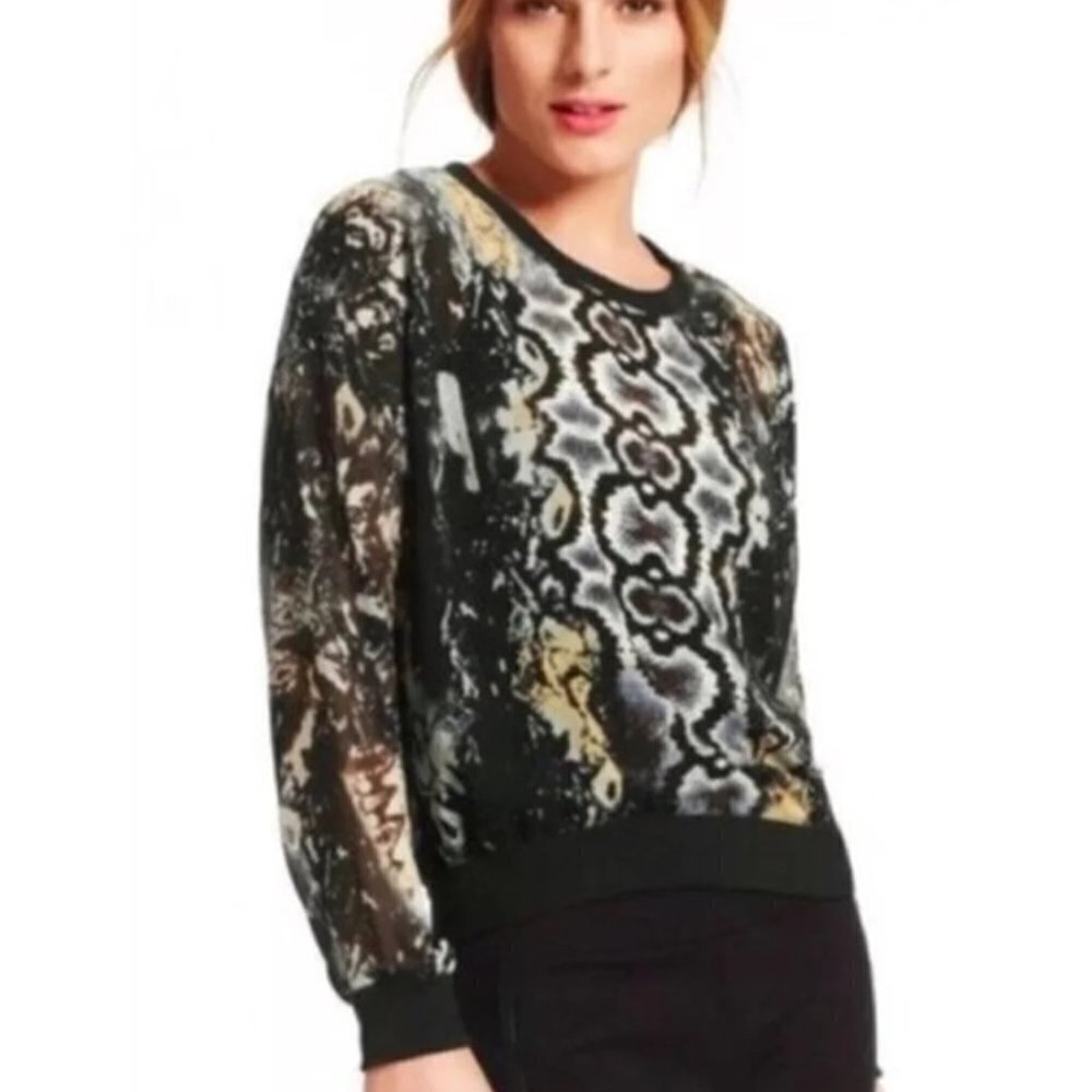 Cabi "Dressed Up Sweatshirt" Sheer Python Size M - image 1